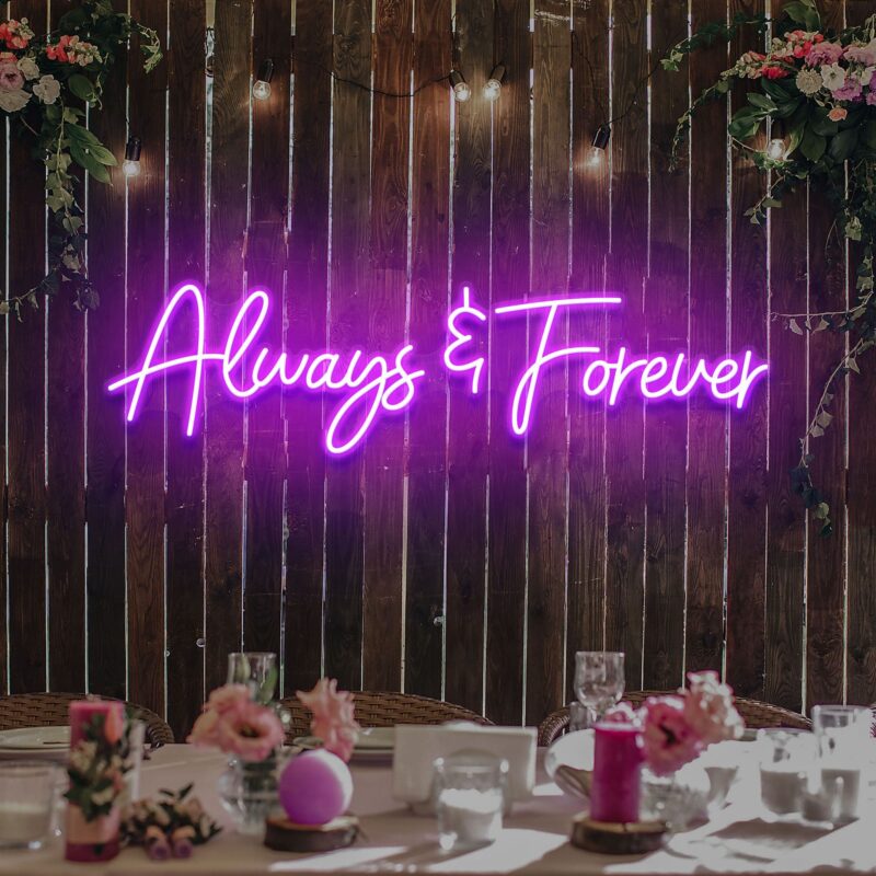 Neon Sign - Always And Forever Wedding Neon Light - purple