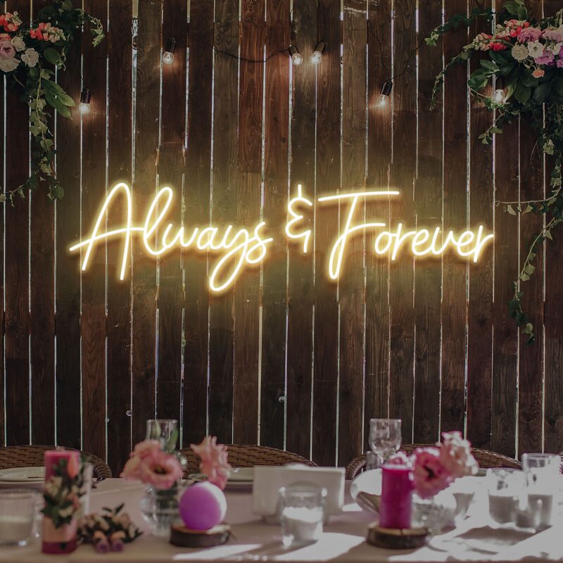 Neon Sign - Always And Forever Wedding Neon Light - warmwhite