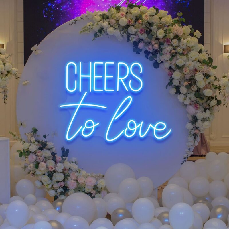Neon Sign - Cheers To Love Wedding Neon Light - lightblue