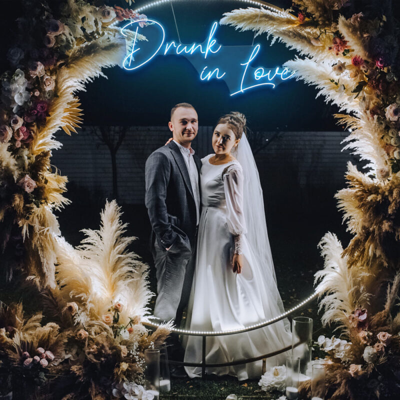 Neon Sign - Drunk In Love Wedding Neon Light - lightblue