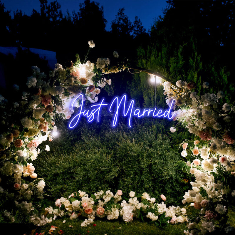 Neon Sign - Just Married Wedding Neon Light - blue