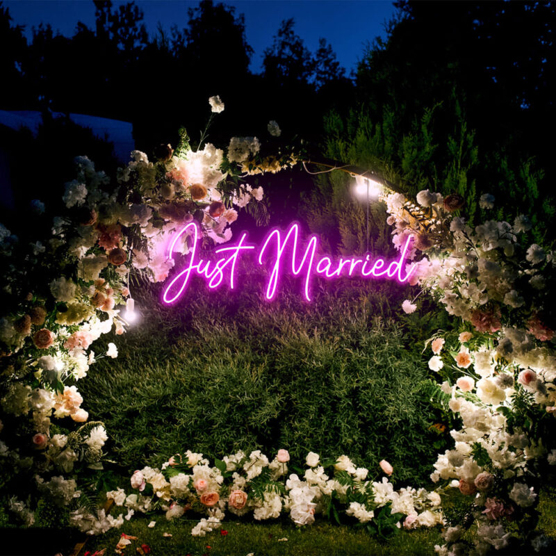 Neon Sign - Just Married Wedding Neon Light - pink