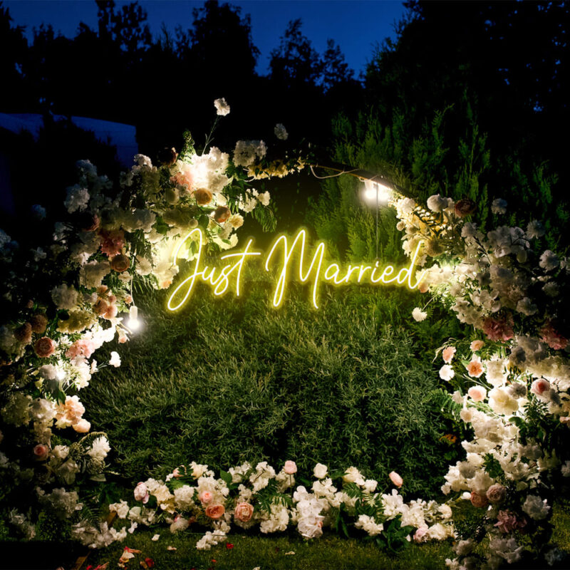 Neon Sign - Just Married Wedding Neon Light - yellow