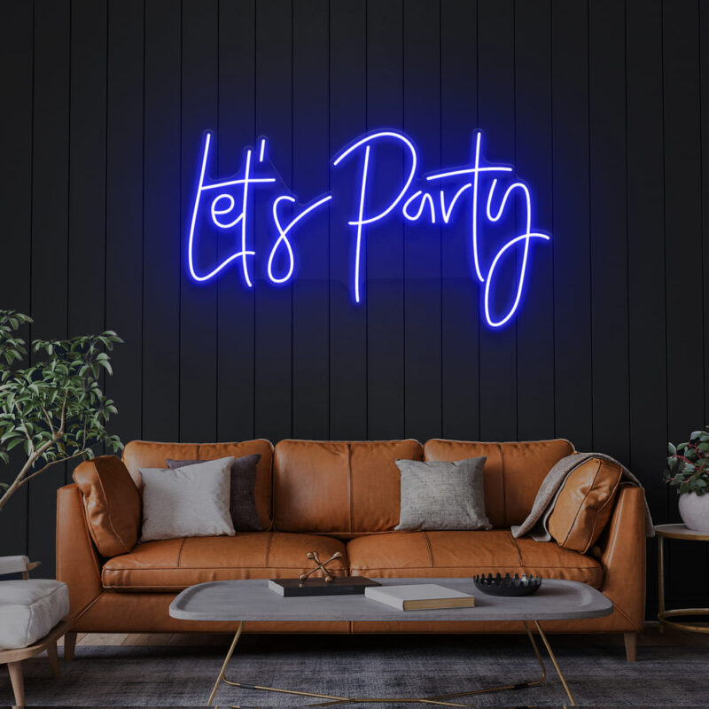 Neon Sign - Lets Party Wedding Neon Light - blue