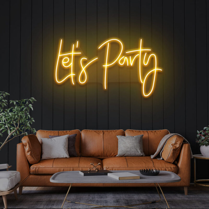 Neon Sign - Lets Party Wedding Neon Light - orange