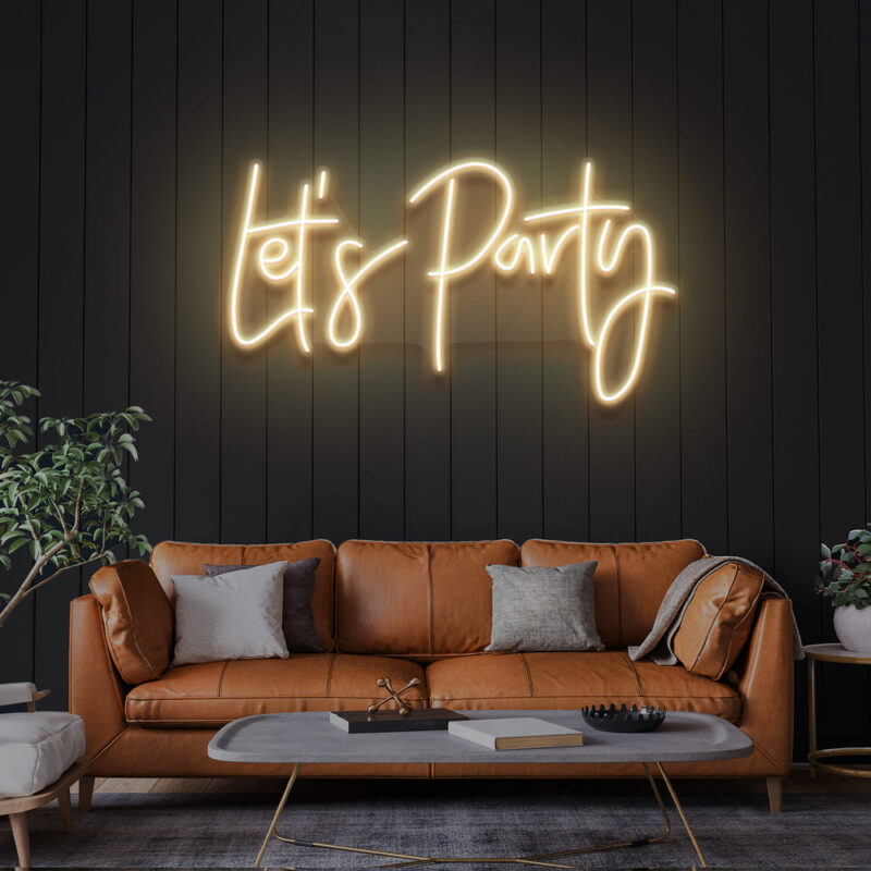 Neon Sign - Lets Party Wedding Neon Light - warm-white