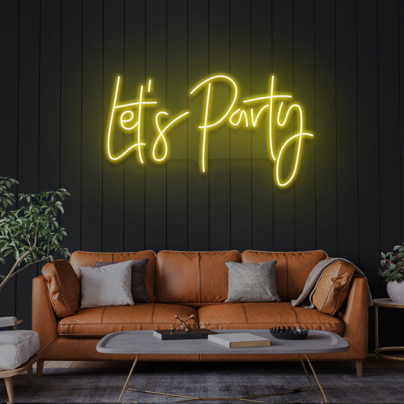 Neon Sign - Lets Party Wedding Neon Light - yellow