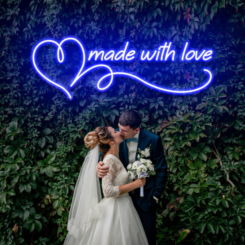 Neon Sign - Make With Love Wedding Neon Light - blue