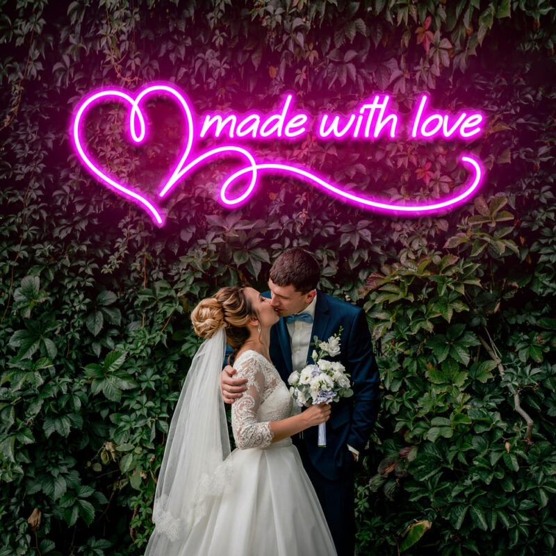Neon Sign - Make With Love Wedding Neon Light - pink