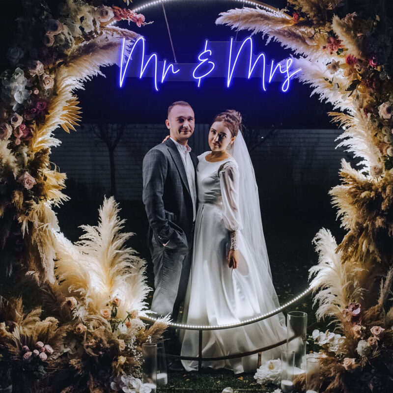 Neon Sign - Mr - Mrs Wedding Neon Light - blue