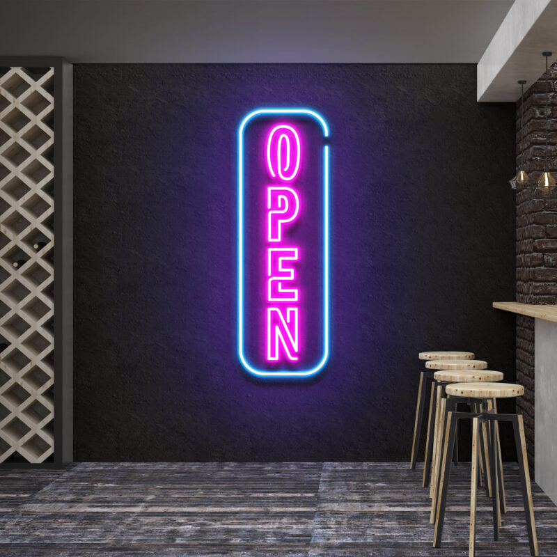 Neon Sign - Vertical Open LED Neon Sign - multicolor