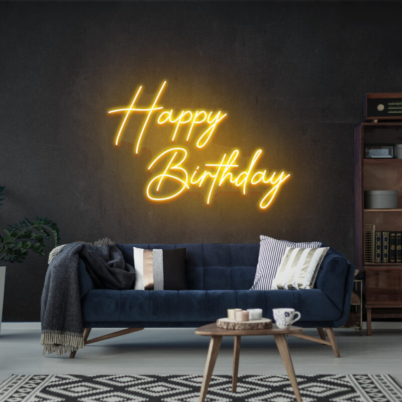 Neon Sign - Happy Birthday LED Neon Sign - orange