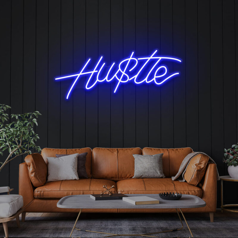 Neon Sign - Hustle LED Neon Sign - blue