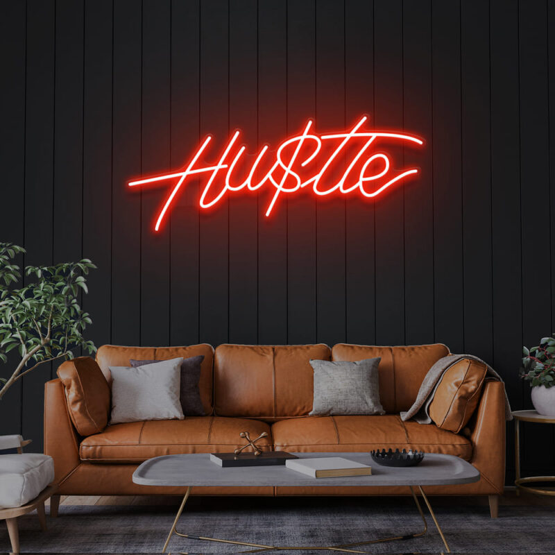Neon Sign - Hustle LED Neon Sign - red