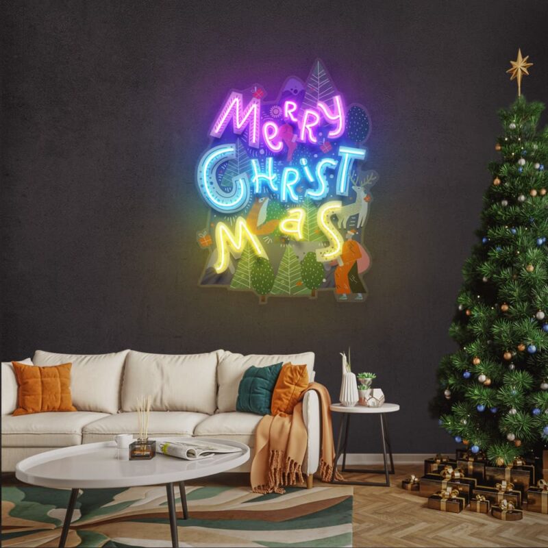 Neon Sign - Wavy Merry Christmas LED Neon Sign - Multi Color