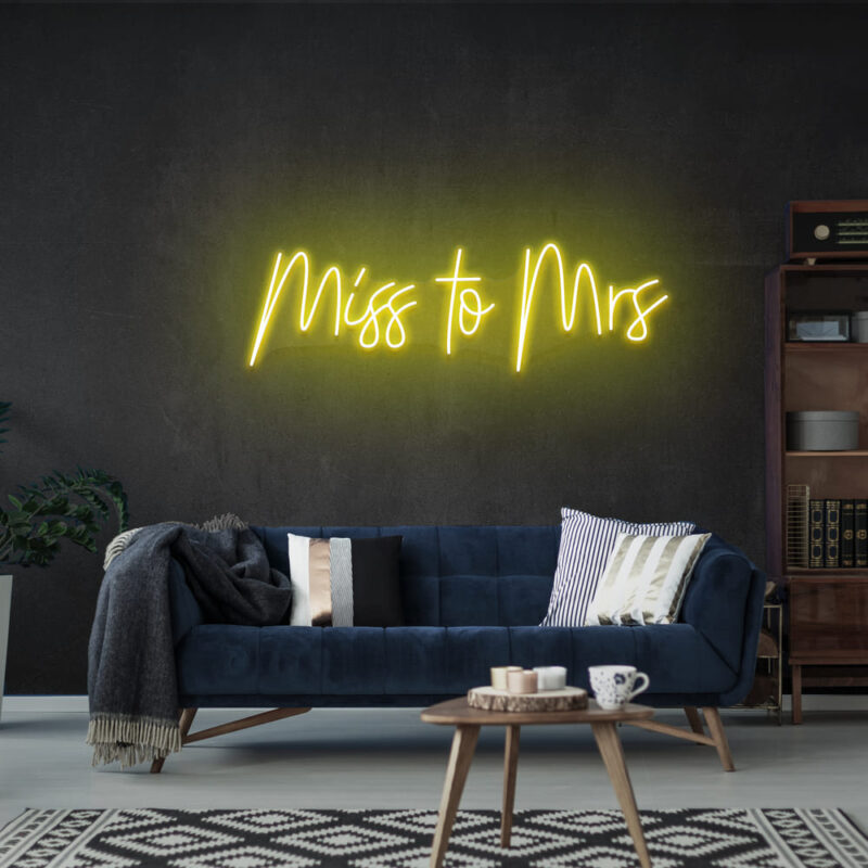 Neon Sign - Miss To Mrs LED Neon Sign - yellow