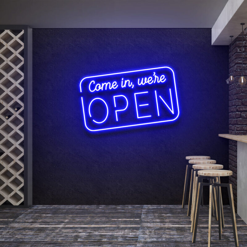 Neon Sign - We Are Open 2 LED Neon Sign - blue